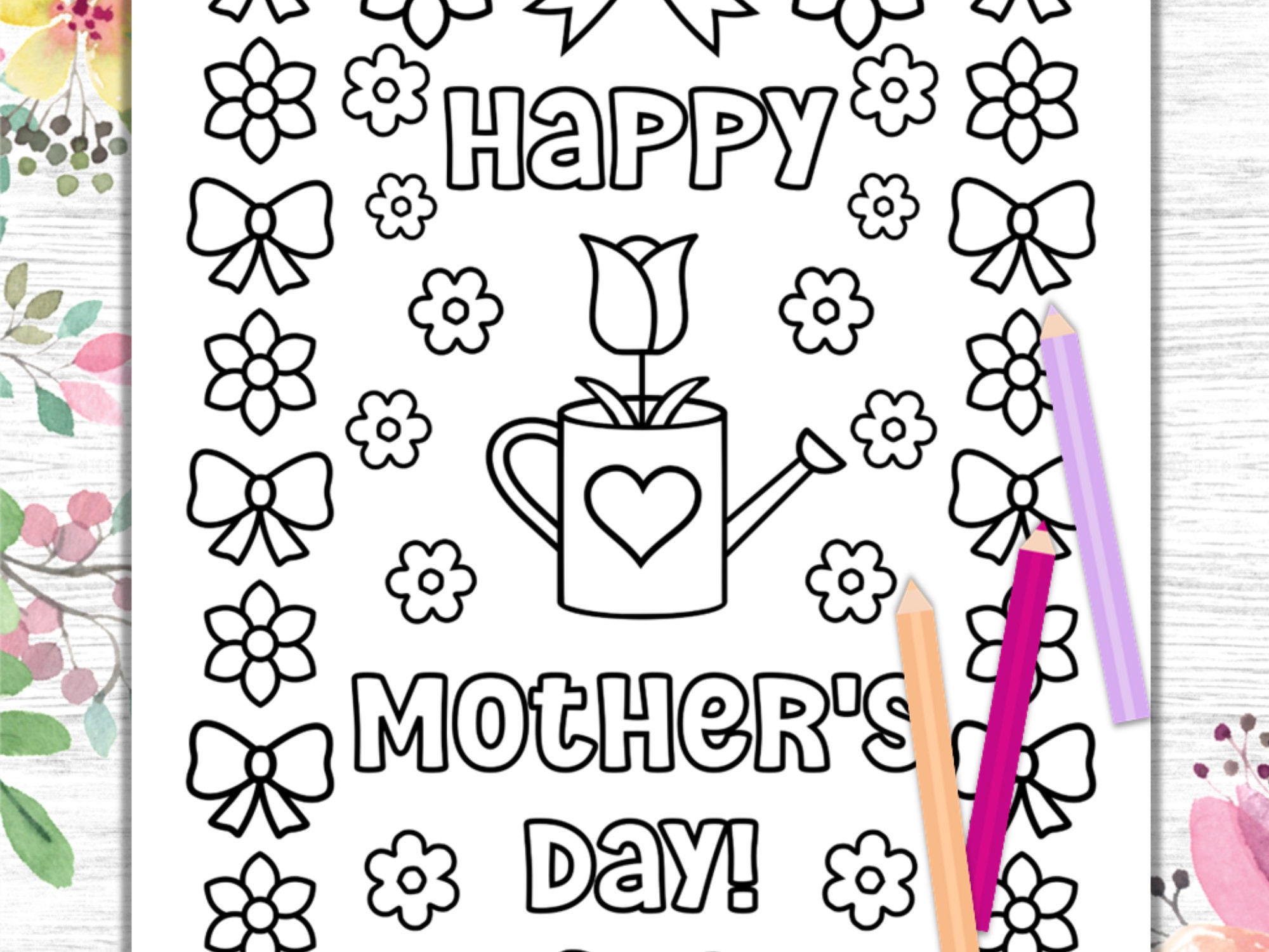 Happy Mother's Day Coloring Page for Kids DIY Mother's Day Gift Gifts ...