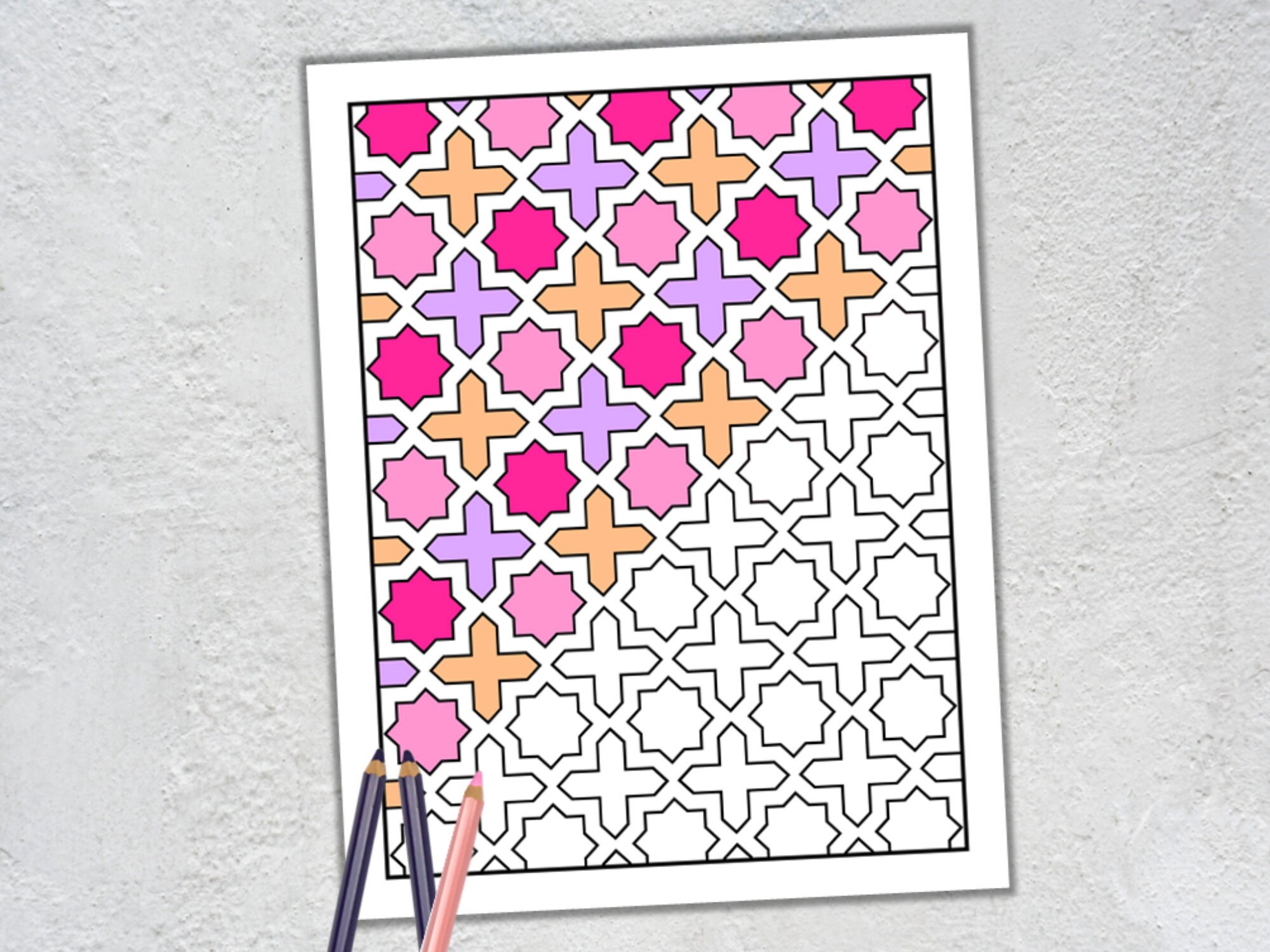 Download Islamic Art Printable PDF Coloring Page Geometric Coloring | Etsy