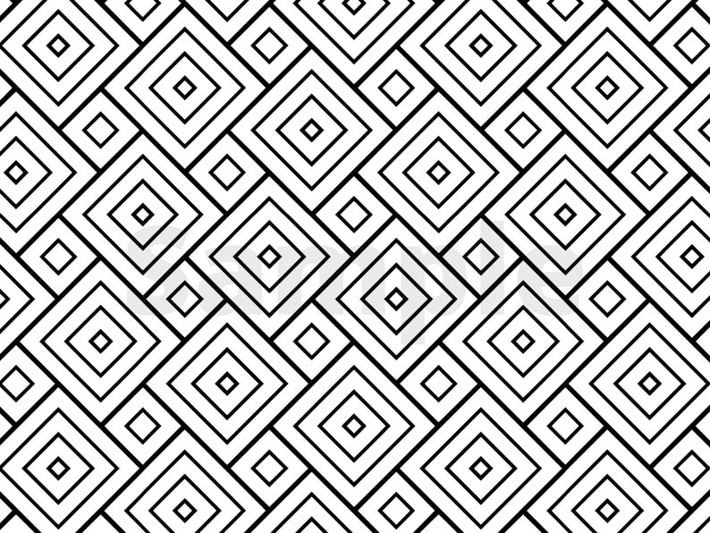 Peut inclure: Motif g&eacute;om&eacute;trique noir et blanc avec un motif r&eacute;p&eacute;titif de carr&eacute;s qui se chevauchent.