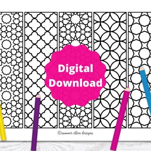 Islamic Pattern Bookmark Geometric Coloring Bookmarks: Islamic Art, Ramadan Crafts (PDF Digital ...