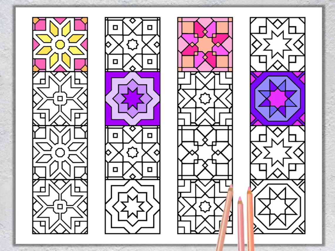 Mosaic Tile Patterns Coloring Bookmarks Geometric Coloring Printable Mosaic Tile Patterns Coloring Bookmarks Geometric Coloring Printable