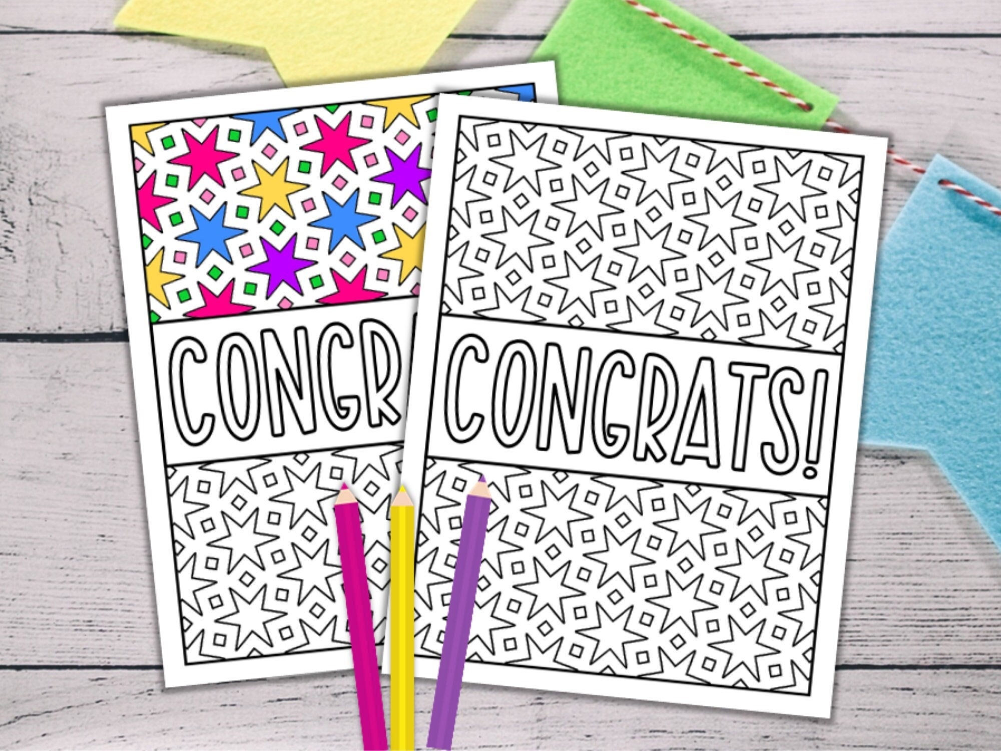Congratulations Cards to Color Congrats Coloring Pages - Etsy