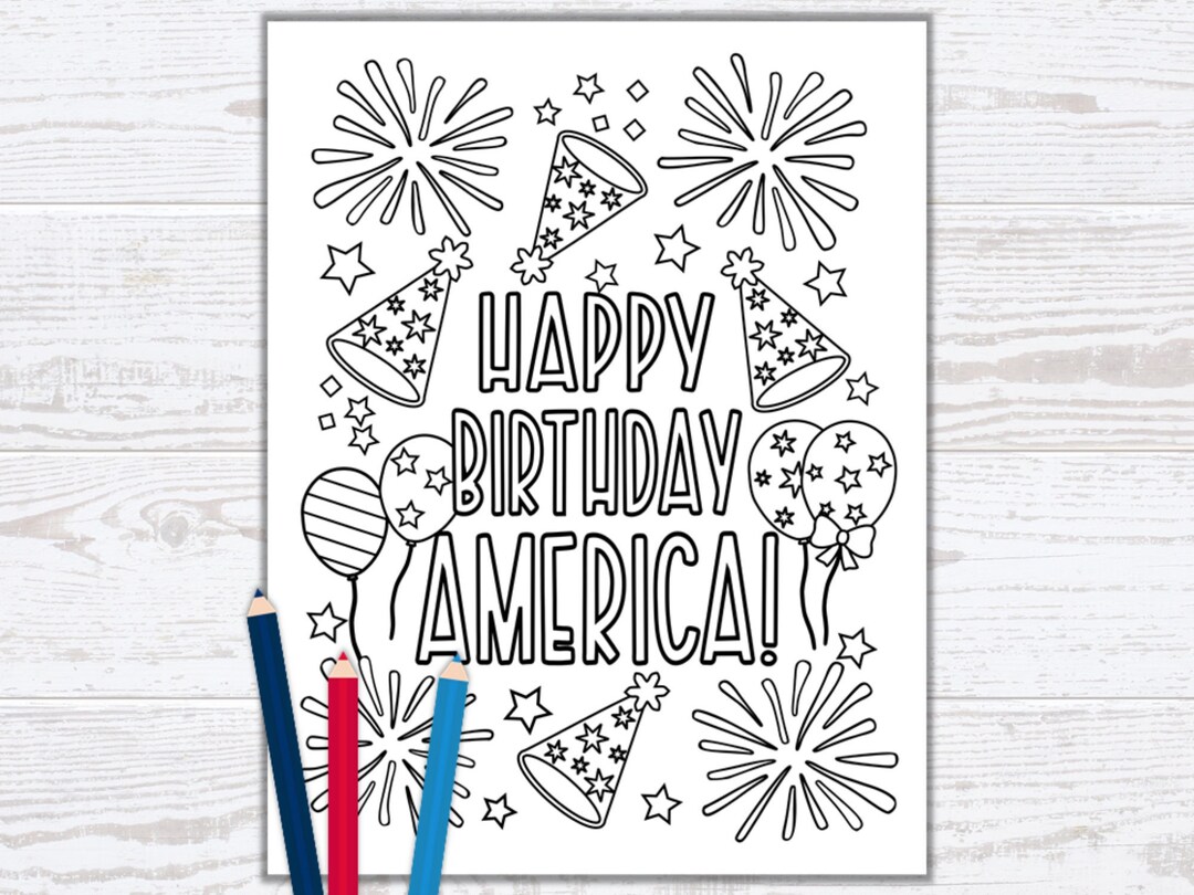 4th of July Coloring Page Kids & Adult Printable Coloring Page ...