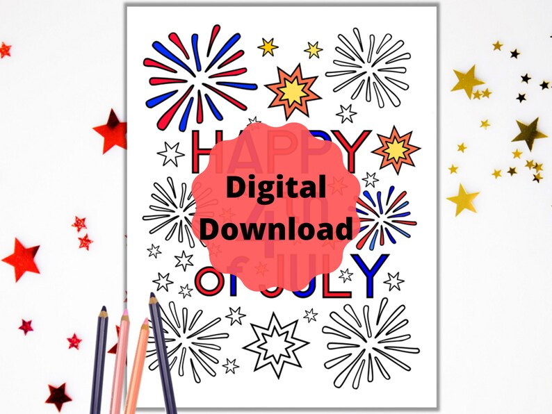 Fourth of July Coloring Page Kids and Adult Printable Coloring Pages