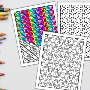 Geometric Coloring Book Pattern Coloring Adult Digital Abstract Coloring Books PDF Instant Download image 4