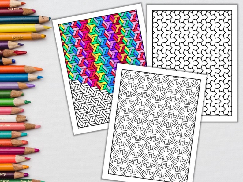 Geometric Coloring Book Pattern Coloring Adult Digital Abstract Coloring Books PDF Instant Download image 4