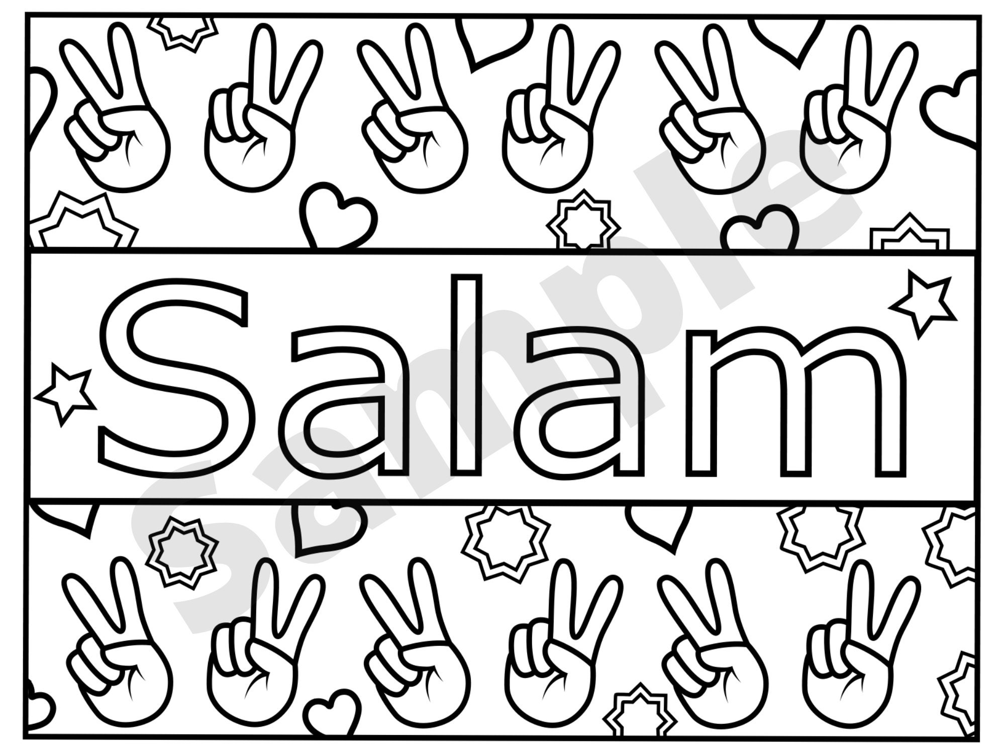 Salam Coloring Cards Islam Coloring In Cards DIY Islamic Etsy UK