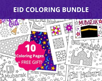 Paquete para colorear Eid - Imprimibles Eid para niños y adultos - Libro para colorear islámico - Actividad Eid - Páginas para colorear Eid - Descarga instantánea en PDF