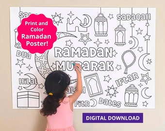 Ramadan Mubarak Riesenausmalbild: DIY Dekoration zum Ausdrucken (PDF Download)