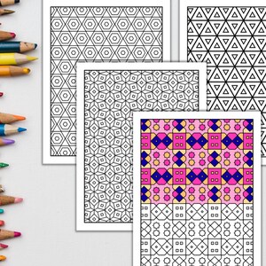 Geometric Coloring Book Pattern Coloring Adult Digital Abstract Coloring Books PDF Instant Download image 5