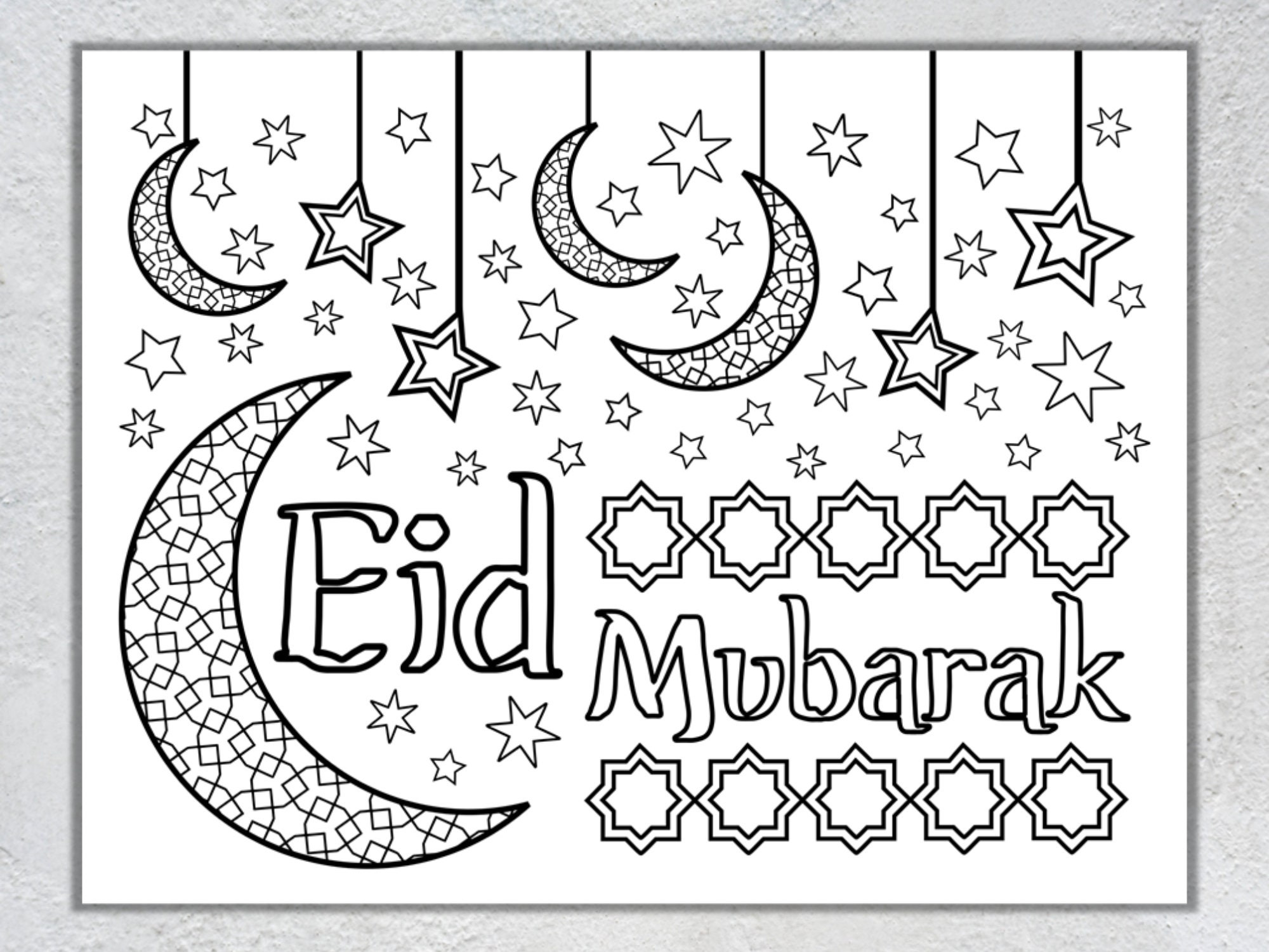 Coloriage Aïd Moubarak à Imprimer Page de coloriage Eid Mubarak Activité du Ramadan et de - Etsy France