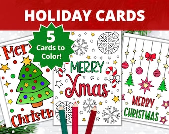Christmas Coloring Cards: Holiday Fun for Kids (PDF Digital Download)