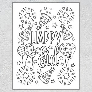 Happy Eid Coloring Page - Kids Eid Activity for Ramadan - Cute Kids ...