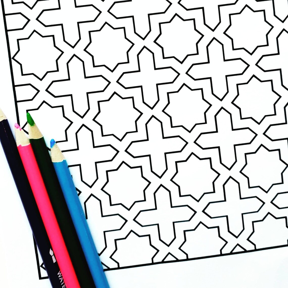 Islamic Art Printable PDF Coloring Page Geometric Coloring | Etsy