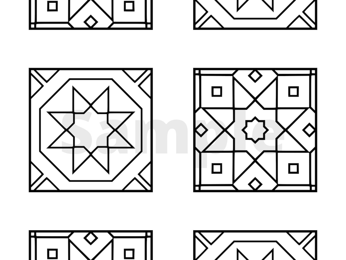 3 Printable Mosaic Tile Coloring Pages Geometric Coloring - Etsy Israel