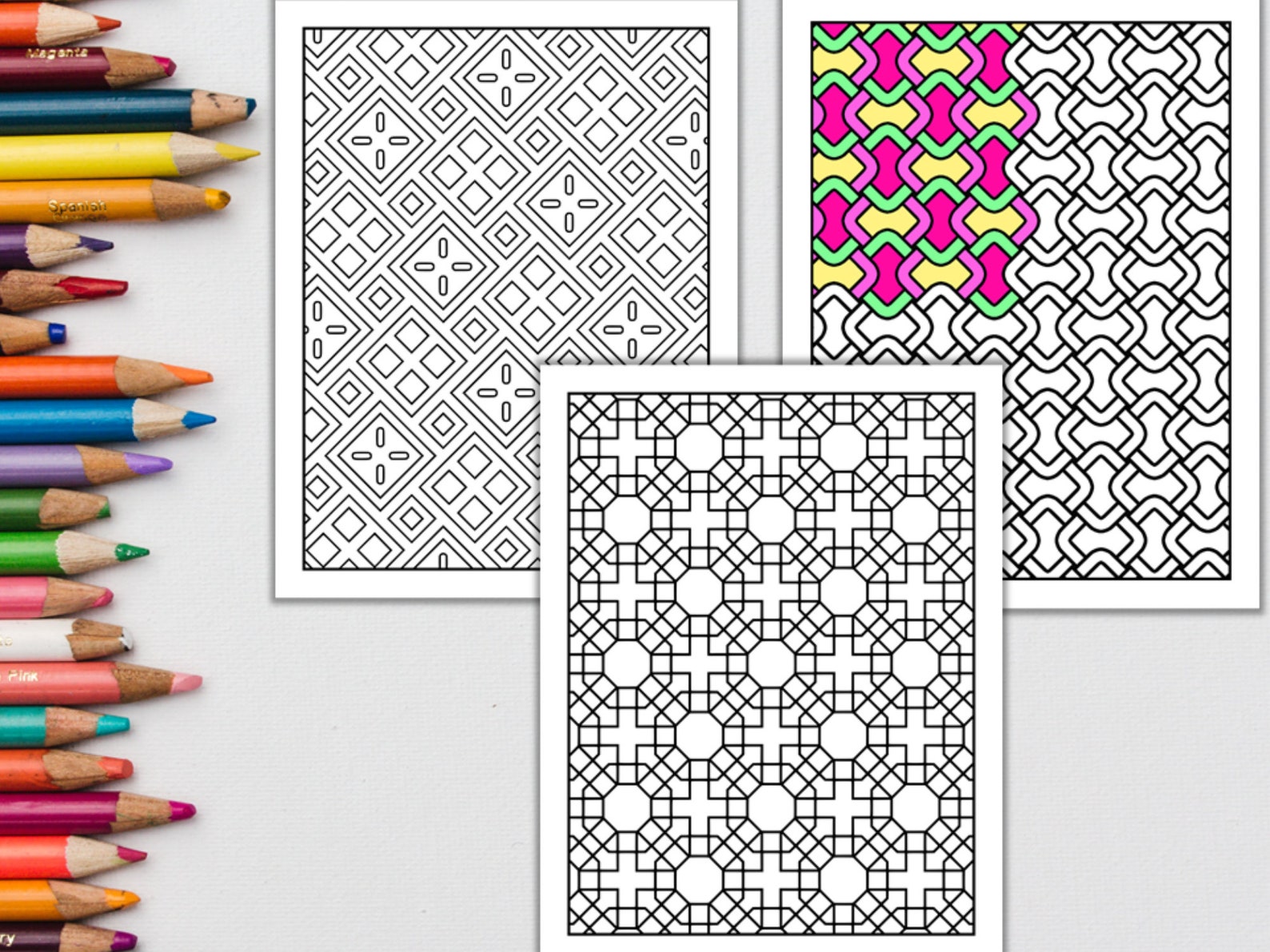 Geometric Coloring Book Pattern Coloring Adult Digital | Etsy