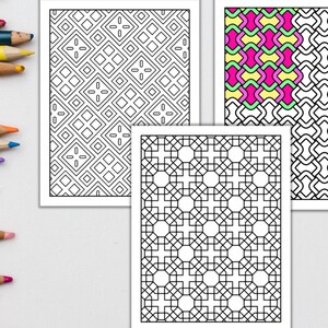 Geometric Coloring Book Pattern Coloring Adult Digital Abstract Coloring Books PDF Instant Download image 6