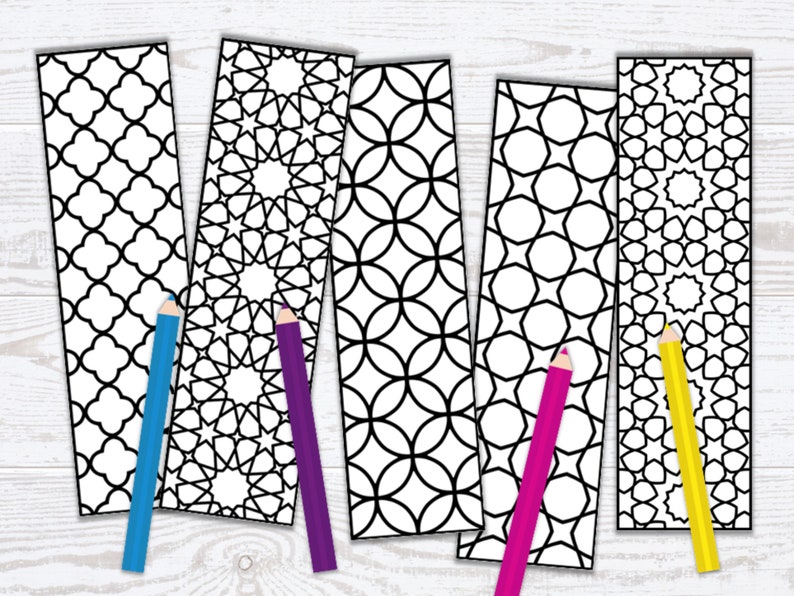 Islamic Pattern Bookmark Geometric Coloring Bookmarks: Islamic Art, Ramadan Crafts (PDF Digital ...