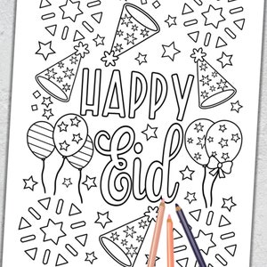 Happy Eid Coloring Page Eid Activity for Eid Al-Adha Cute | Etsy