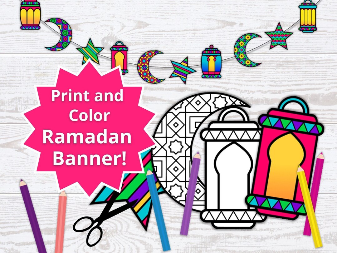 DIY Ramadan Banner With Moons Stars and Lanterns Ramadan - Etsy