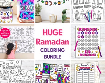 MASSIVE Ramadan Coloring and Craft Bundle - DIY Ramadan Banner, Coloring Pages, Ramadan Crafts, Bookmarks, DIY Ramadan Decoration, etc.