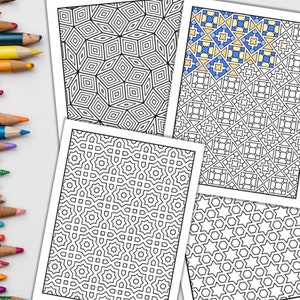 Geometrisch kleurboek Patroonkleuring Digitale abstracte kleurboeken voor volwassenen PDF Instant Download afbeelding 10