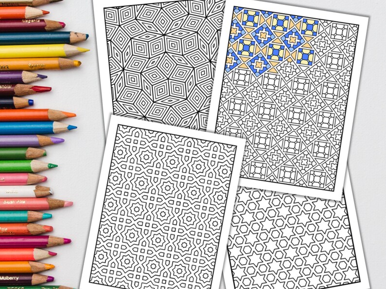 Geometric Coloring Book Pattern Coloring Adult Digital Abstract Coloring Books PDF Instant Download image 10