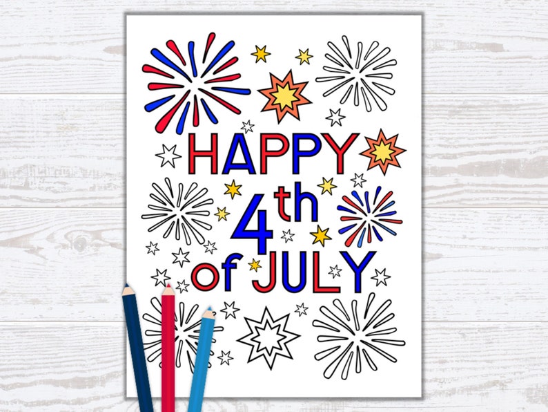 Fourth of July Coloring Page Kids and Adult Printable Coloring Pages