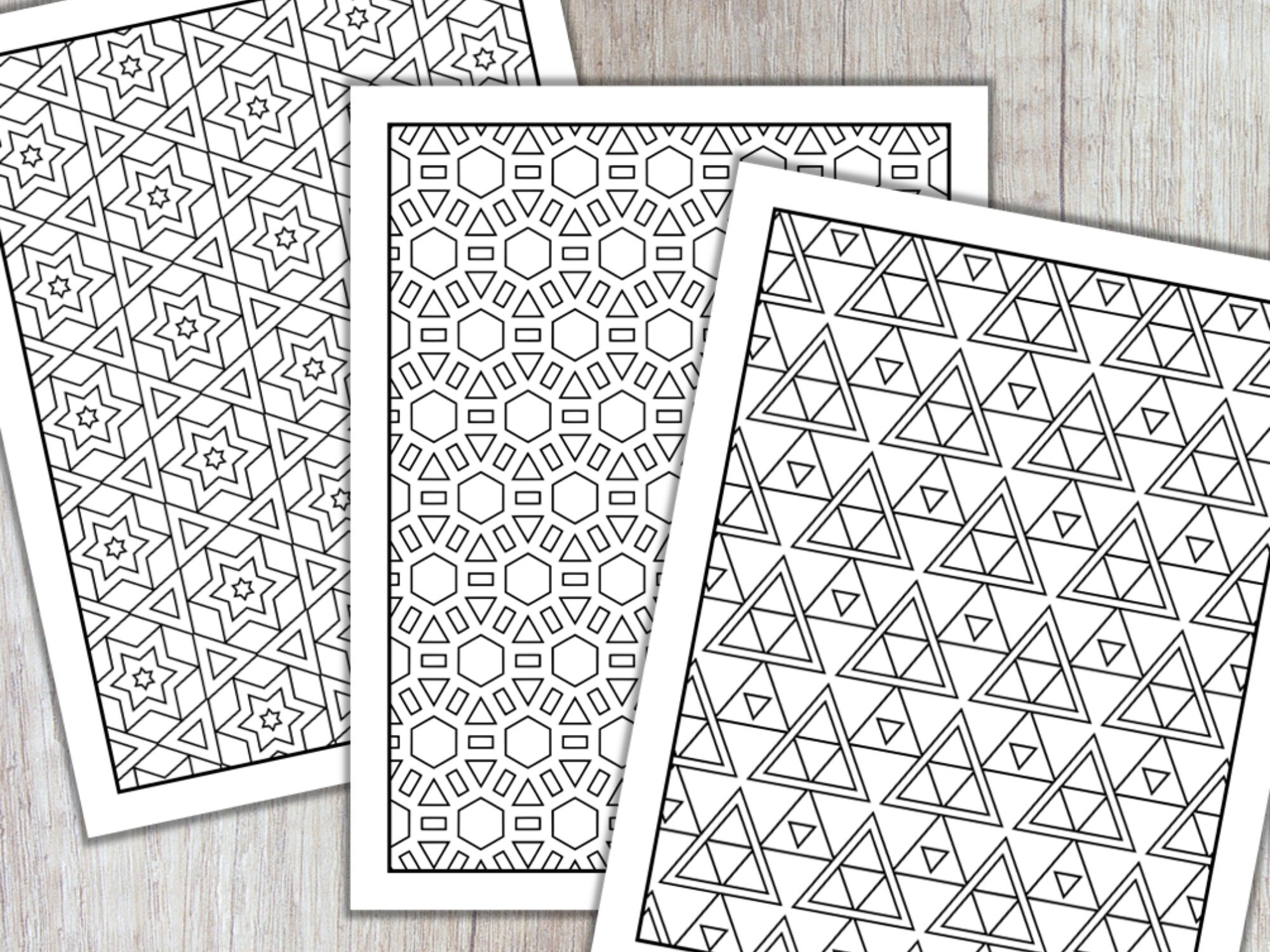 3 Printable Geometric Coloring Pages Adult Coloring Pages | Etsy