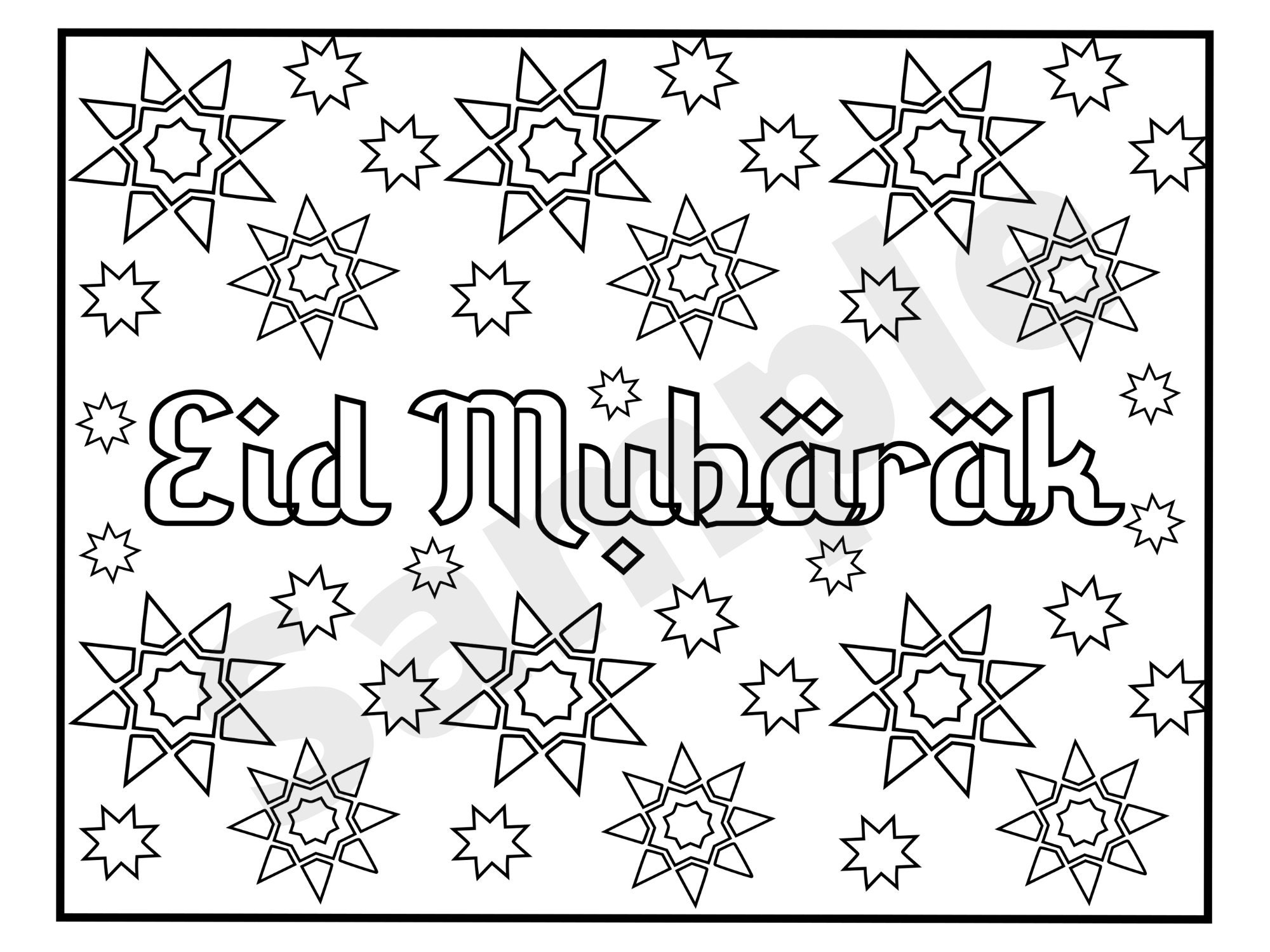 Eid Mubarak Coloring Page Ramadan Eid Activity Printable Etsy