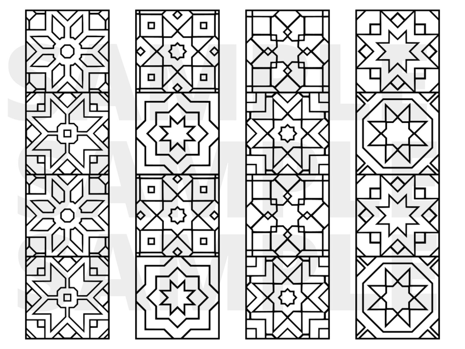 Mosaic Tile Patterns Coloring Bookmarks Geometric Coloring Printable Mosaic Tile Patterns Coloring Bookmarks Geometric Coloring Printable