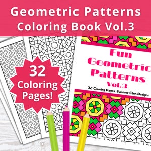 Geometric Coloring Book - Pattern Coloring - Adult Digital Abstract Coloring Books - Relaxing Coloring Book  - PDF Instant Download