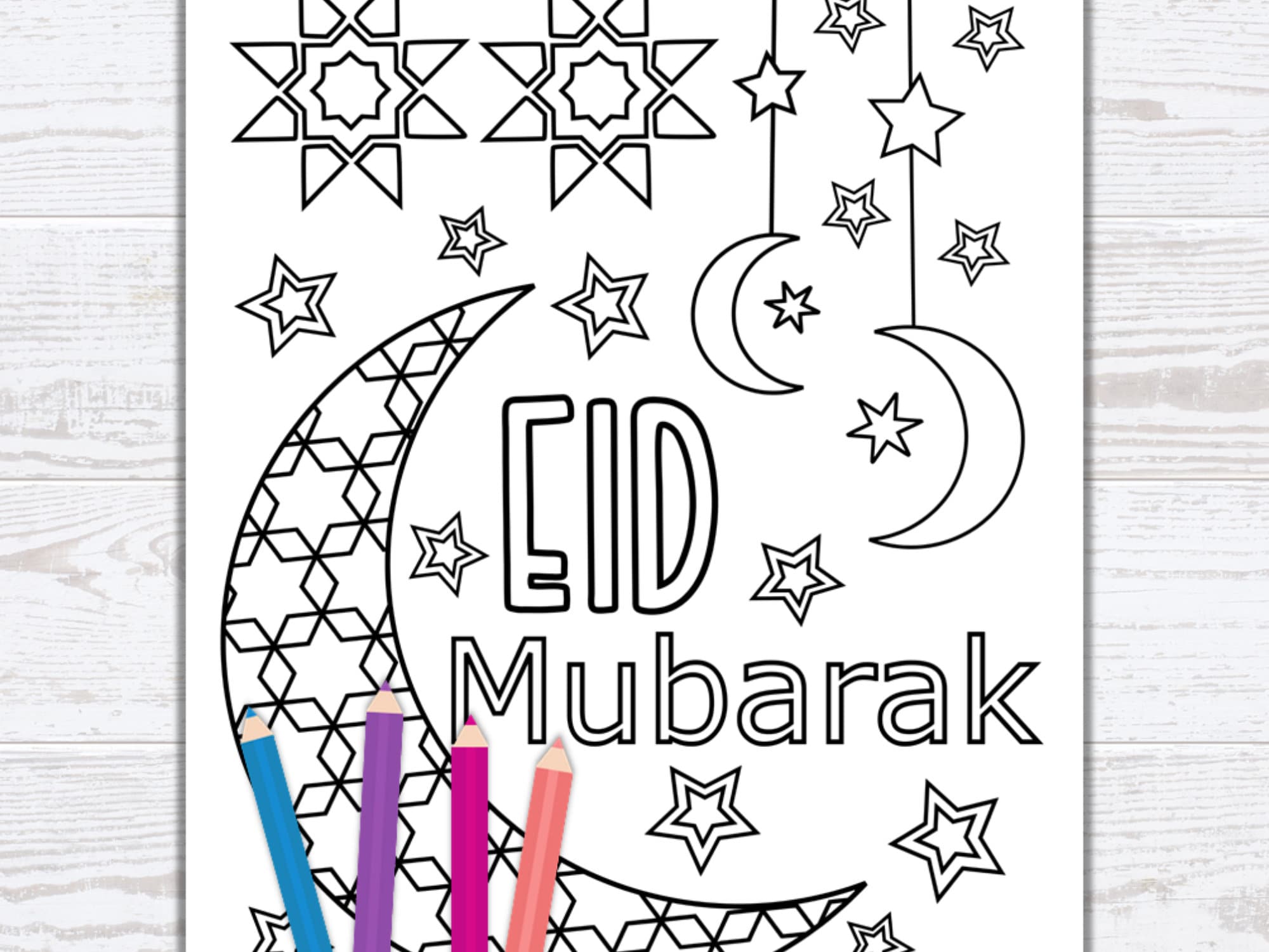 Eid Mubarak Coloring Page Eid Coloring Activity for Muslim - Etsy Canada