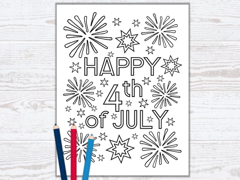 Fourth of July Coloring Page Kids and Adult Printable Coloring Pages