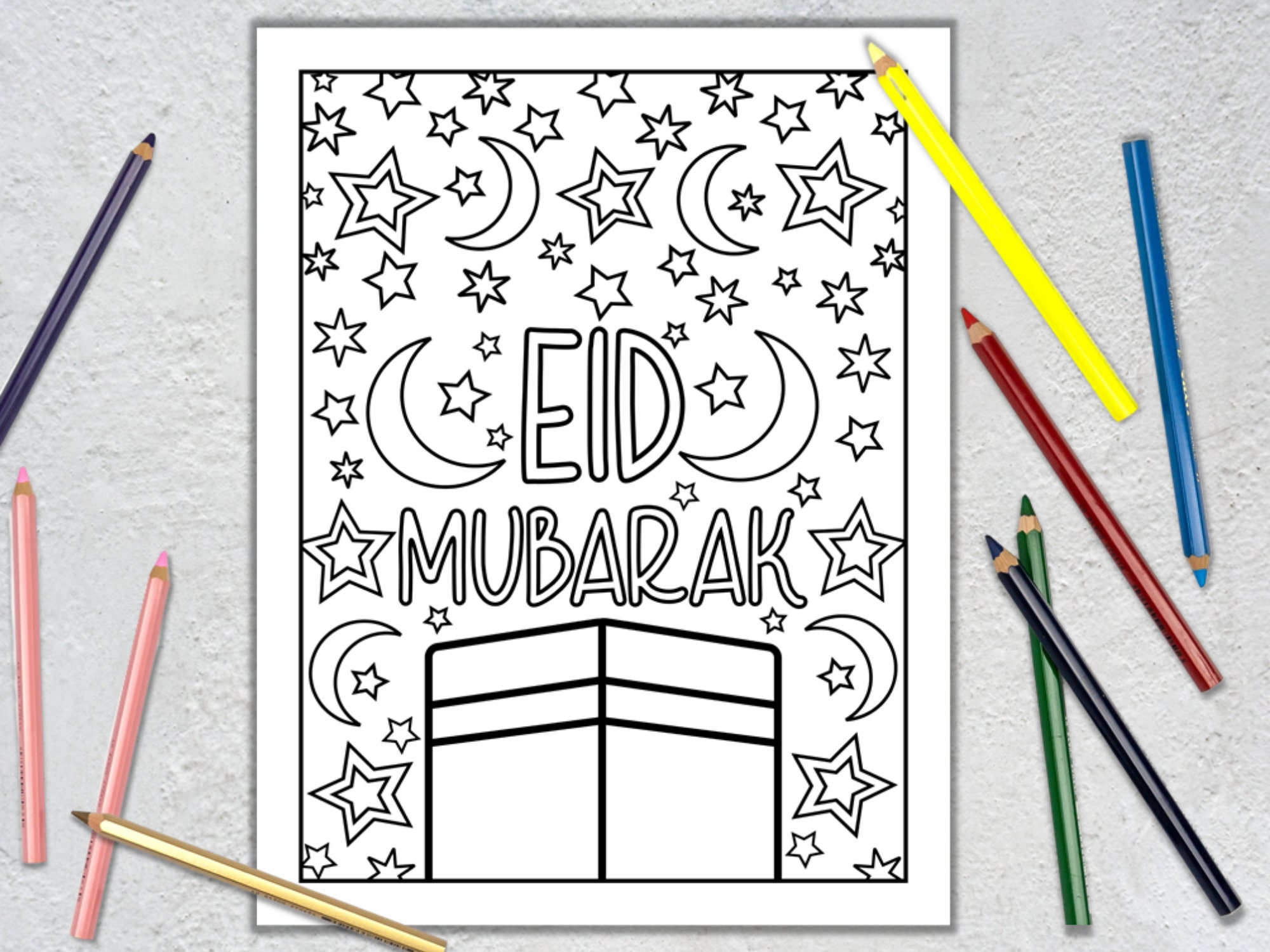 Kaaba Coloring Page for Eid Eid Mubarak Coloring Eid - Etsy Canada