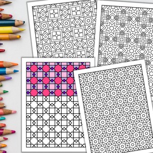 Geometric Coloring Book Pattern Coloring Adult Digital Abstract Coloring Books PDF Instant Download image 7