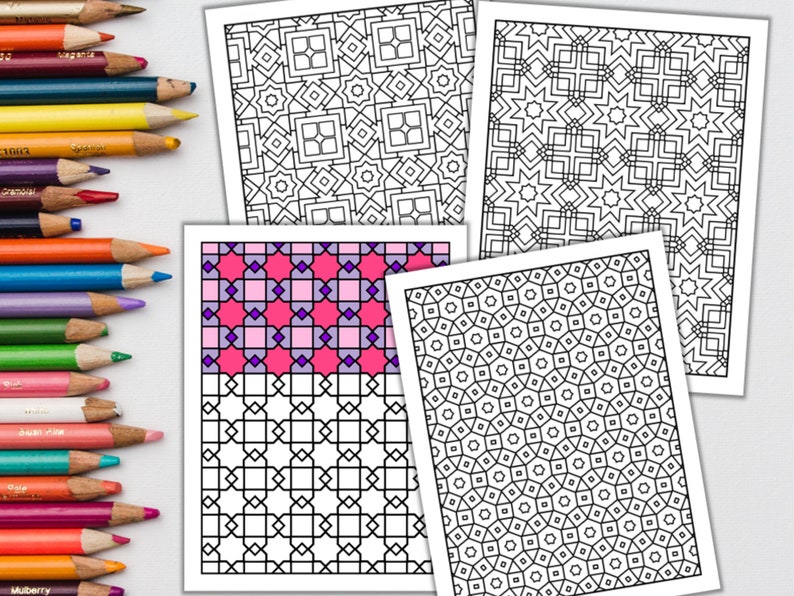 Geometric Coloring Book Pattern Coloring Adult Digital Abstract Coloring Books PDF Instant Download image 7