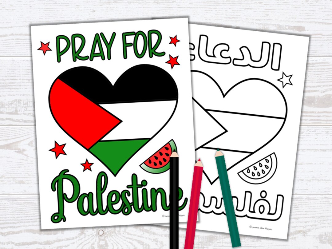 Orar por Palestina Páginas para colorear en inglés y árabe Etsy España