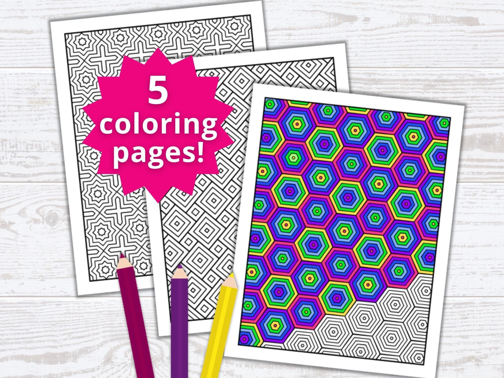 geometric coloring pages adult coloring pages printable etsy