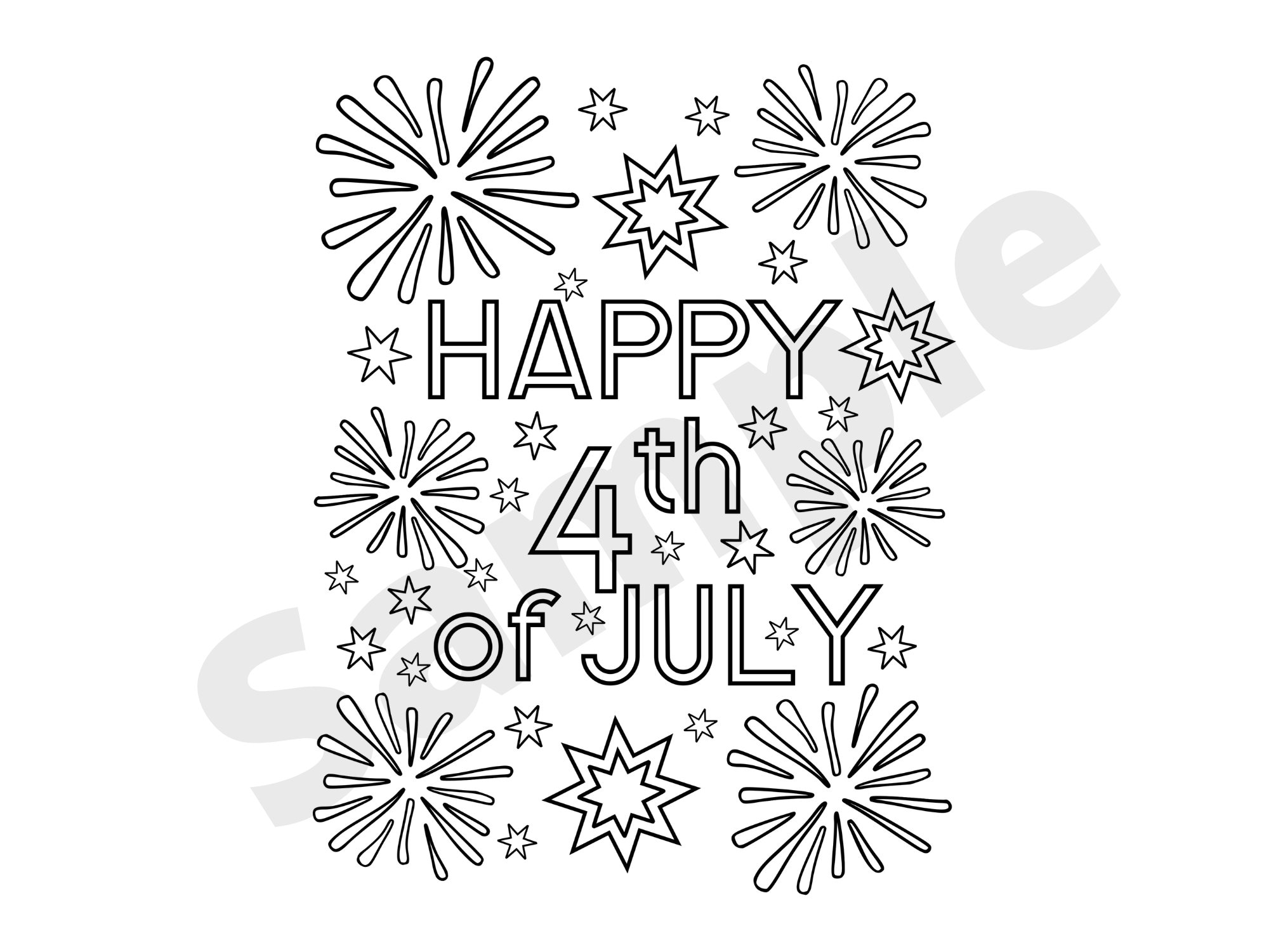 Fourth of July Coloring Page Kids and Adult Printable Coloring Pages Coloring Sheet Independence ...