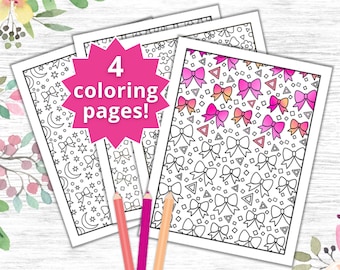 Bow Coloring Pages – 4 Relaxing Patterns (PDF Printable)