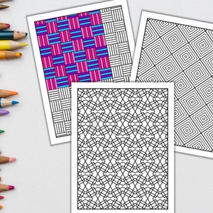 Geometrisch kleurboek Patroonkleuring Digitale abstracte kleurboeken voor volwassenen PDF Instant Download afbeelding 8