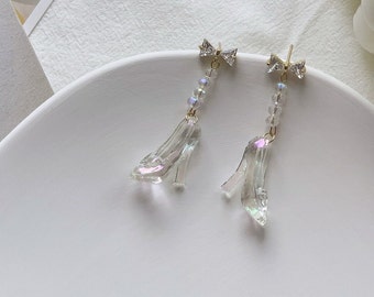 Cinderella Earrings · Crystal Shoe Earrings · 18K Gold Plated Earrings · Fairytale Earrings · Crystal Earrings · Gifts For Her