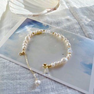 Gold Freshwater Pearl Bracelet · Crystal Pearl Adjustable Bracelet · Seashell Star Beaded Pearl Bracelet · White Pearl Bangle · Unique Gift