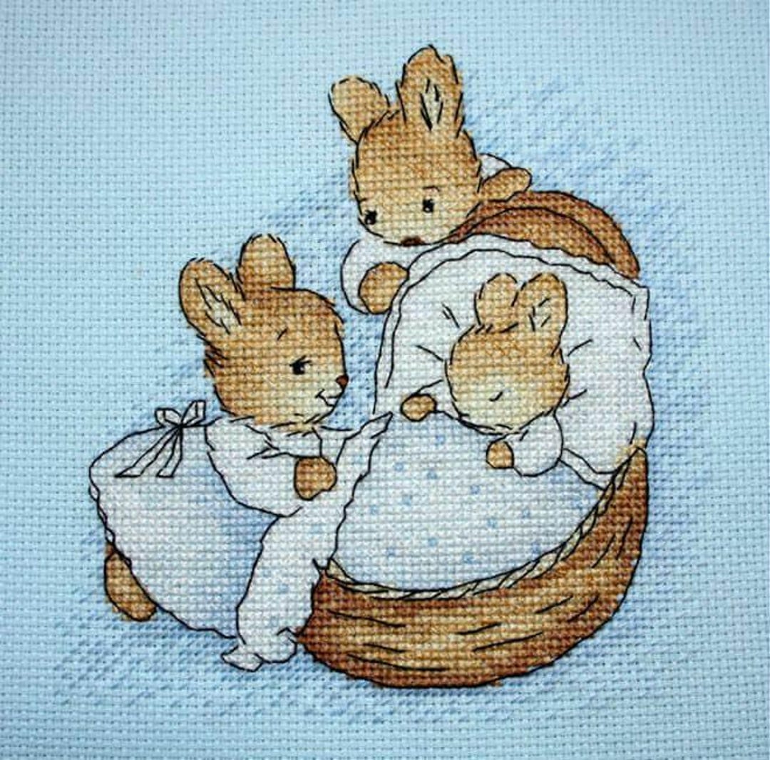 Chainstitch Rabbit Rabbit Cross Stitch Pattern, Bunny Cross Stitch - Etsy