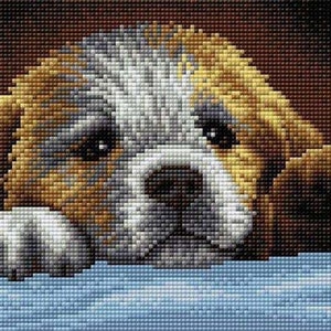 Kreuzstichmuster kleiner Welpe, Kreuzstichmuster Hund, Kreuzstichmuster Welpe