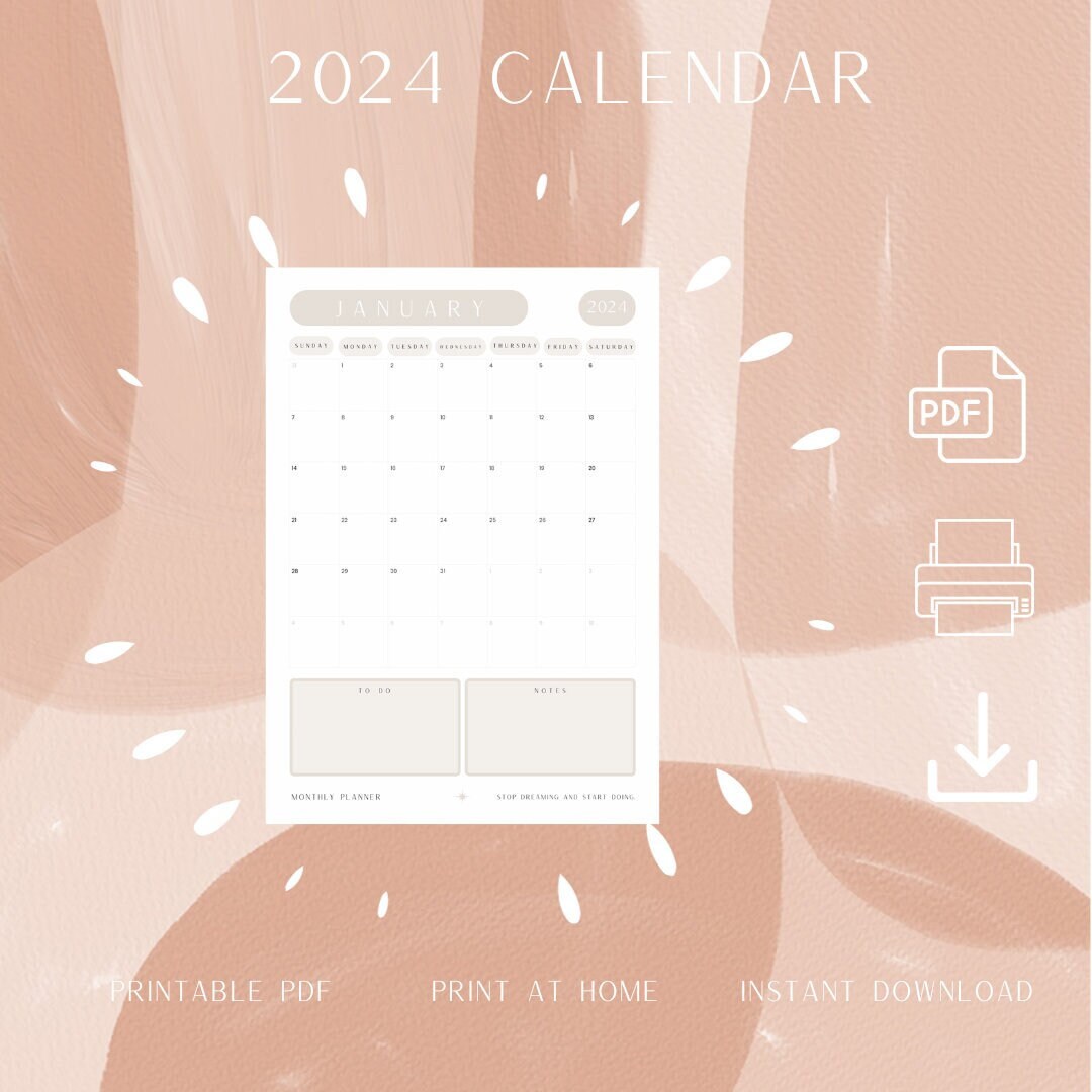 2024 Printable Calendar - Etsy