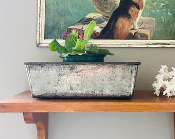 vintage french aluminum loaf pan | cake baking mold | vintage bread pan | kitchen herb planter pot