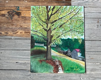 vintage signed original oil painting | 1960s original art painting on canvas board