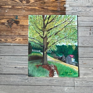 vintage ondertekend origineel olieverfschilderij | Origineel kunstschilderij uit de jaren 60 op canvasbord